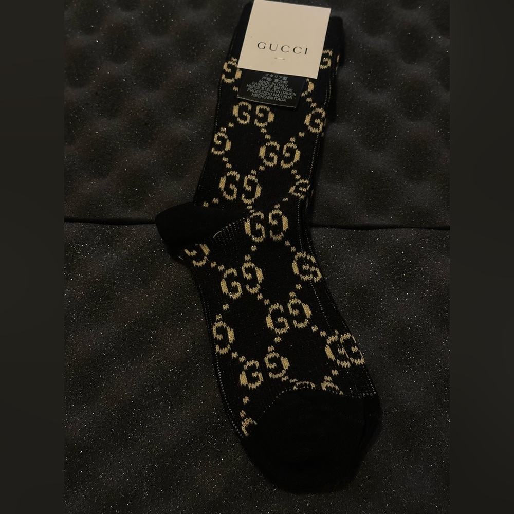 Gucci Black and Gold Patterned Socks